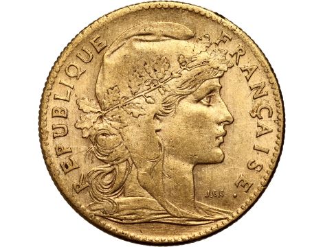 4250. Francja, 10 franków 1907, Marianna i Kogut