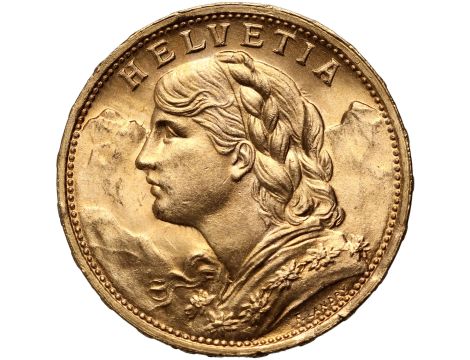 4277. Szwajcaria, 20 franków 1922, Helvetia Vreneli