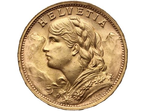 4287. Szwajcaria, 20 franków 1935, Helvetia Vreneli