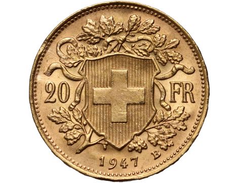 4292. Szwajcaria, 20 franków 1947, Helvetia Vreneli - 2