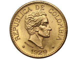 4298. Kolumbia, 5 pesos 1929, Simon Bolivar