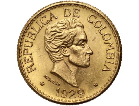 4298. Kolumbia, 5 pesos 1929, Simon Bolivar