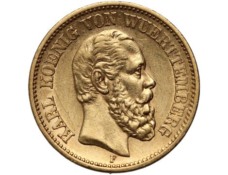 4321. Niemcy, Wirtembergia, Karol I, 20 marek 1872 F, Stuttgart