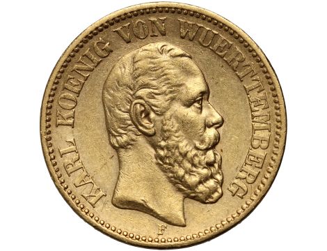 4323. Niemcy, Wirtembergia, Karol I, 20 marek 1874 F, Stuttgart