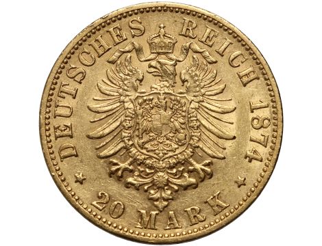 4323. Niemcy, Wirtembergia, Karol I, 20 marek 1874 F, Stuttgart - 2