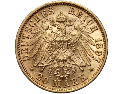 4327. Niemcy, Wirtembergia, Wilhelm II, 20 marek 1897 F, Stuttgart - 2