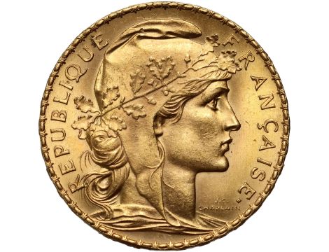 4329. Francja, 20 franków 1909, Marianna i Kogut