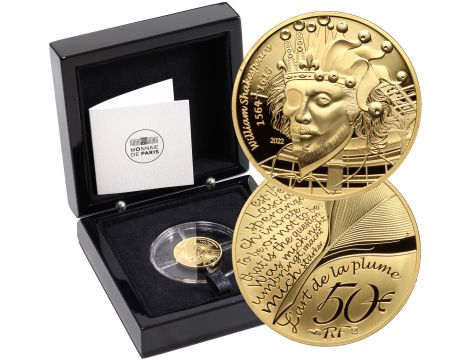 Francja, 50 euro 2022, William Shakespeare, 1/4 uncji złota