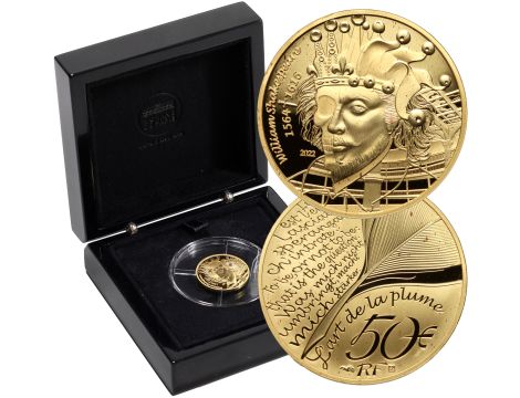 Francja, 50 euro 2022, William Shakespeare, 1/4 uncji złota