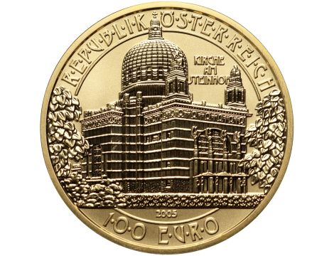 Austria, 100 euro 2005, Kościół am Steinhof - 16 g Au986 - 3