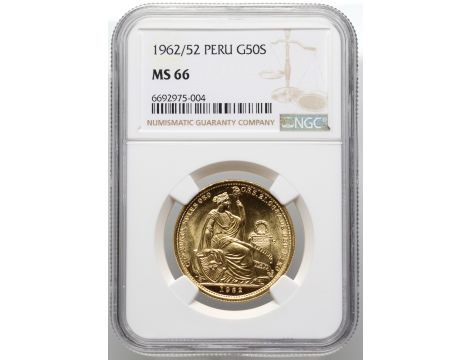 Peru, 50 soli 1962/52, NGC MS66