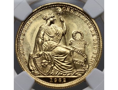 Peru, 50 soli 1962/52, NGC MS66 - 2