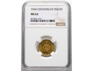Czechosłowacja, dukat 1924, NGC MS63