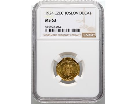 Czechosłowacja, dukat 1924, NGC MS63