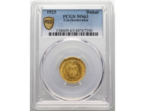 Czechosłowacja, dukat 1925, PCGS MS63