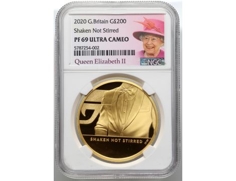 Wielka Brytania, 200 funtów 2020, James Bond, NGC PF69 Ultra Cameo, 2 uncje złota