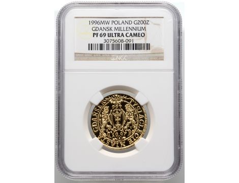 Polska, 200 złotych 1996, 1000-lecie Gdańska, NGC PF69 Ultra Cameo