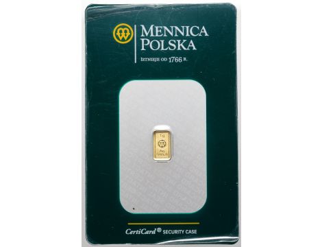 Sztabka złota 1 g Mennica Polska