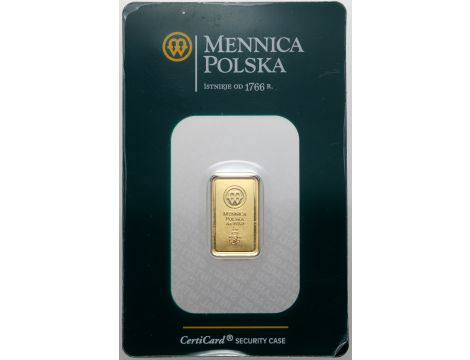 Sztabka złota 2 g Mennica Polska