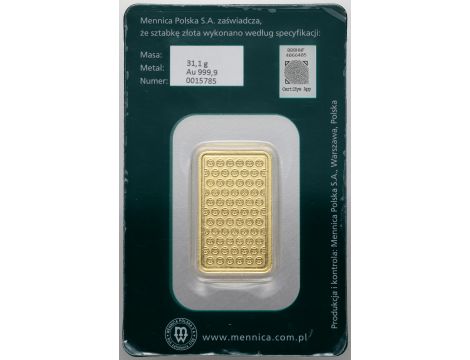 Sztabka złota 1 oz Mennica Polska - 2
