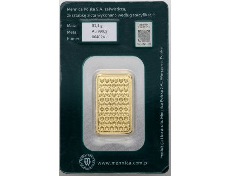 Sztabka złota 1 oz Mennica Polska - 2
