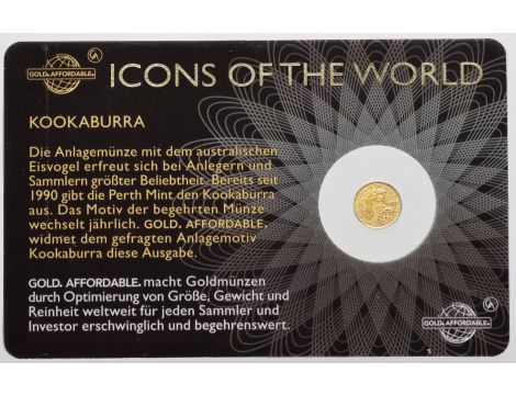 Rwanda, 10 franków 2016, Kookaburra - 1/200 uncji złota