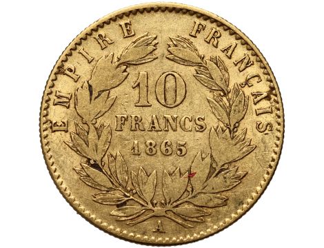 Francja, Napoleon III, 10 franków 1865 A, Paryż - 2