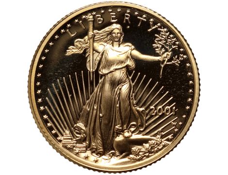 USA, 5 dolarów 2001, Amerykański Orzeł, Proof, 1/10 uncji złota