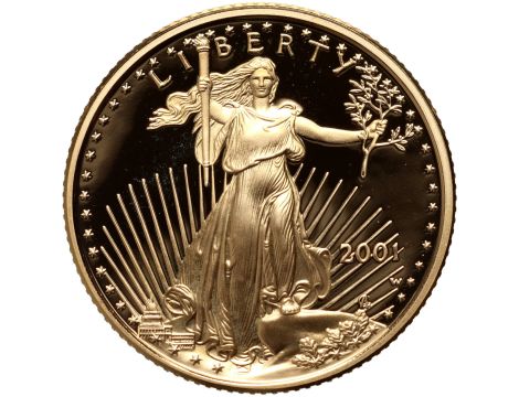 USA, 10 dolarów 2001, Amerykański Orzeł, Proof, 1/4 uncji złota