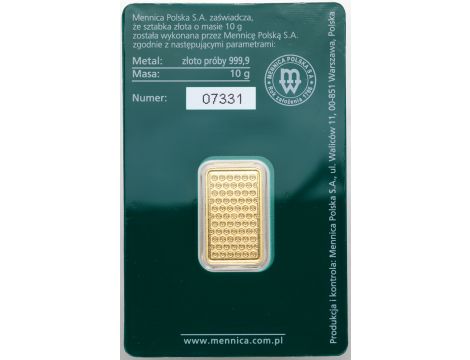 4460. Sztabka złota 10 g Mennica Polska - 2