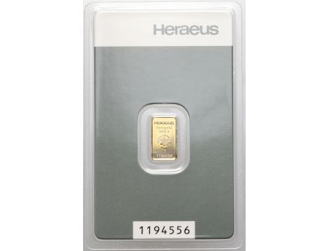 4461. Sztabka złota 1 g Heraeus