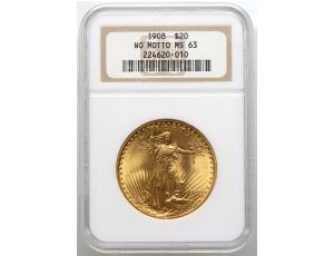 4465. USA, 20 dolarów 1908, Filadelfia, Saint-Gaudens, NGC MS63