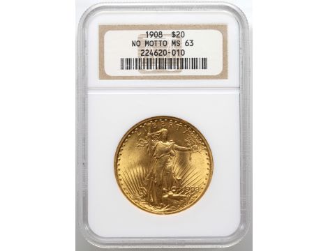 4465. USA, 20 dolarów 1908, Filadelfia, Saint-Gaudens, NGC MS63