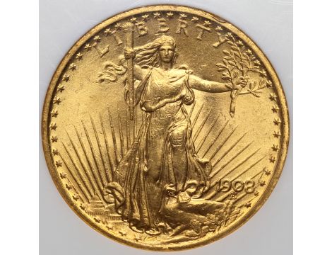 4465. USA, 20 dolarów 1908, Filadelfia, Saint-Gaudens, NGC MS63 - 2