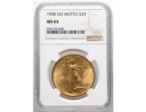 4467. USA, 20 dolarów 1908, Filadelfia, Saint-Gaudens, NGC MS63