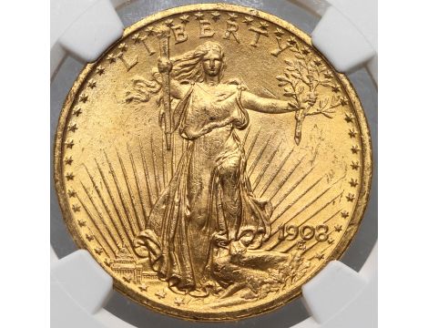 4467. USA, 20 dolarów 1908, Filadelfia, Saint-Gaudens, NGC MS63 - 2