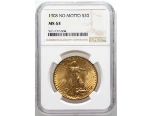 4468. USA, 20 dolarów 1908, Filadelfia, Saint-Gaudens, NGC MS63