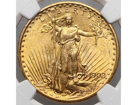 4468. USA, 20 dolarów 1908, Filadelfia, Saint-Gaudens, NGC MS63 - 2