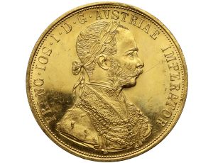 4469. Austria, Franciszek Józef I, 4 dukaty 1915, Czworak, Nowe bicie