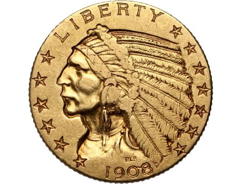 USA, 5 dolarów 1908, Filadelfia, Indianin