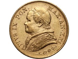 4495. Watykan, Pius IX, 20 lirów 1866 R, Rzym