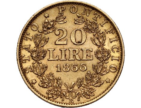 Watykan, Pius IX, 20 lirów 1866 R, Rzym - 2