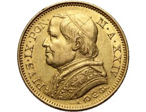 4497. Watykan, Pius IX, 20 lirów 1869 R, Rzym