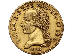 4505. Włochy, Wiktor Emanuel I, Królestwo Sardynii, 20 lirów 1816, Turyn
