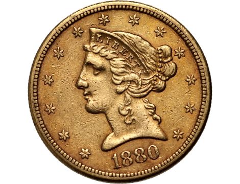 4518. USA, 5 dolarów 1880 S, San Francisco, Liberty