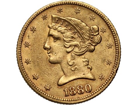 4519. USA, 5 dolarów 1880, Filadelfia, Liberty