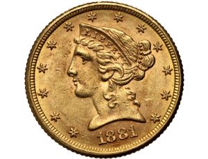 4521. USA, 5 dolarów 1881, Filadelfia, Liberty