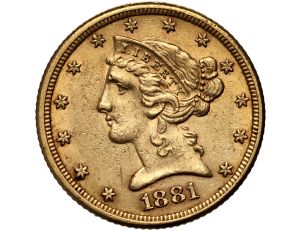4522. USA, 5 dolarów 1881, Filadelfia, Liberty