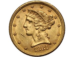 4523. USA, 5 dolarów 1881, Filadelfia, Liberty