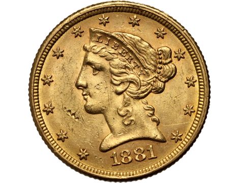 4523. USA, 5 dolarów 1881, Filadelfia, Liberty